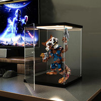 Boîte d'affichage LED haute transparence en acrylique Figure assembler pour modèle de voiture Vitrine anti-poussière Boîte acrylique personnalisée
