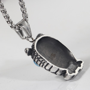 Owl Animal Pendant 32MM Sapphire Inlay <b>Titanium</b> Steel Necklace For Women Everyday Wear - Product Image 3