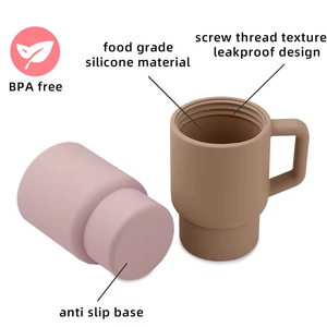 Gobelets d'apprentissage pour enfants en silicone sans BPA, personnalisables avec logo, 9 oz, anti-fuite, pour bébés et tout-petits - Product Image 2