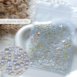 Perles à bulles d'art d'ongle de taille mixte perles demi-rondes à dos plat strass effet Aurora 1440 pièces en vrac - Product Image 6