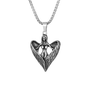 Collier pendentif ailes d'ange en acier inoxydable, bijoux Hip Hop pour hommes SP929 - Product Image 1