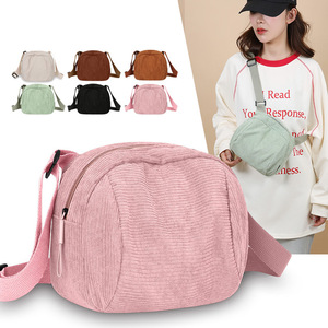 Bolso Bandolera de Pana Estilo Japonés para Mujer, Horizontal, Cuadrado, con Cierre de Cremallera, Portátil, para Uso Diario, Invierno 2025 - Product Image 2
