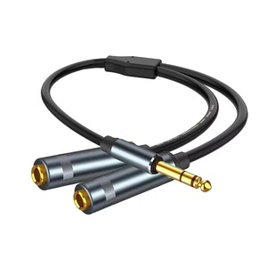 Câble d'extension audio 0,3 m/1 pi, adaptateur <span class=keywords><strong>double</strong></span> <span class=keywords><strong>jack</strong></span> stéréo 1/4 TRS mâle vers <span class=keywords><strong>double</strong></span> 6,35 mm femelle, 6,5 mm 1-vers-2 pour amplificateur et haut-parleur - Product Image 3