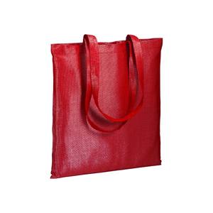 Sac de courses en tissu non tissé rouge, grande taille, longues poignées, pour les courses - Product Image 1
