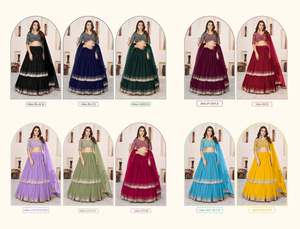 Lehenga Moderna Fluida Verde, Confeccionada en Georgette Suave con Bordado de Lentejuelas Plateadas, Elegancia Real, Brillo, Precio al por Mayor para Bodas - Product Image 5