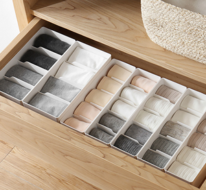 ที่จัดระเบียบลิ้นชักและตู้เสื้อผ้าแบบแบ่งช่องพลาสติก4หรือ5,ที่จัดระเบียบลิ้นชักชุดเดรสชุดชั้นในผูกถุงเท้าผ้าพันคอ - Product Image 2