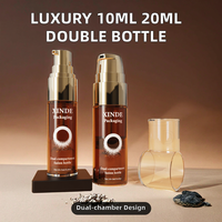 Flacon de luxe 10ml 20ml à double compartiment avec bouton-poussoir pour poudre lyophilisée, sérum, lotion, emballage de mélange instantané sans air