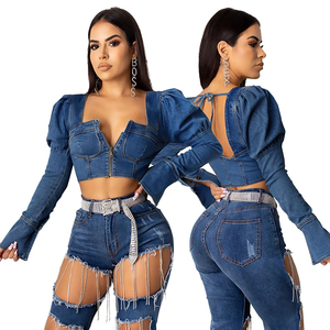 14 ans d'usine, veste skinny à manches longues en denim à la mode sexy et à prix abordables pour <span class=keywords><strong>fille</strong></span> et femmes - Product Image 1