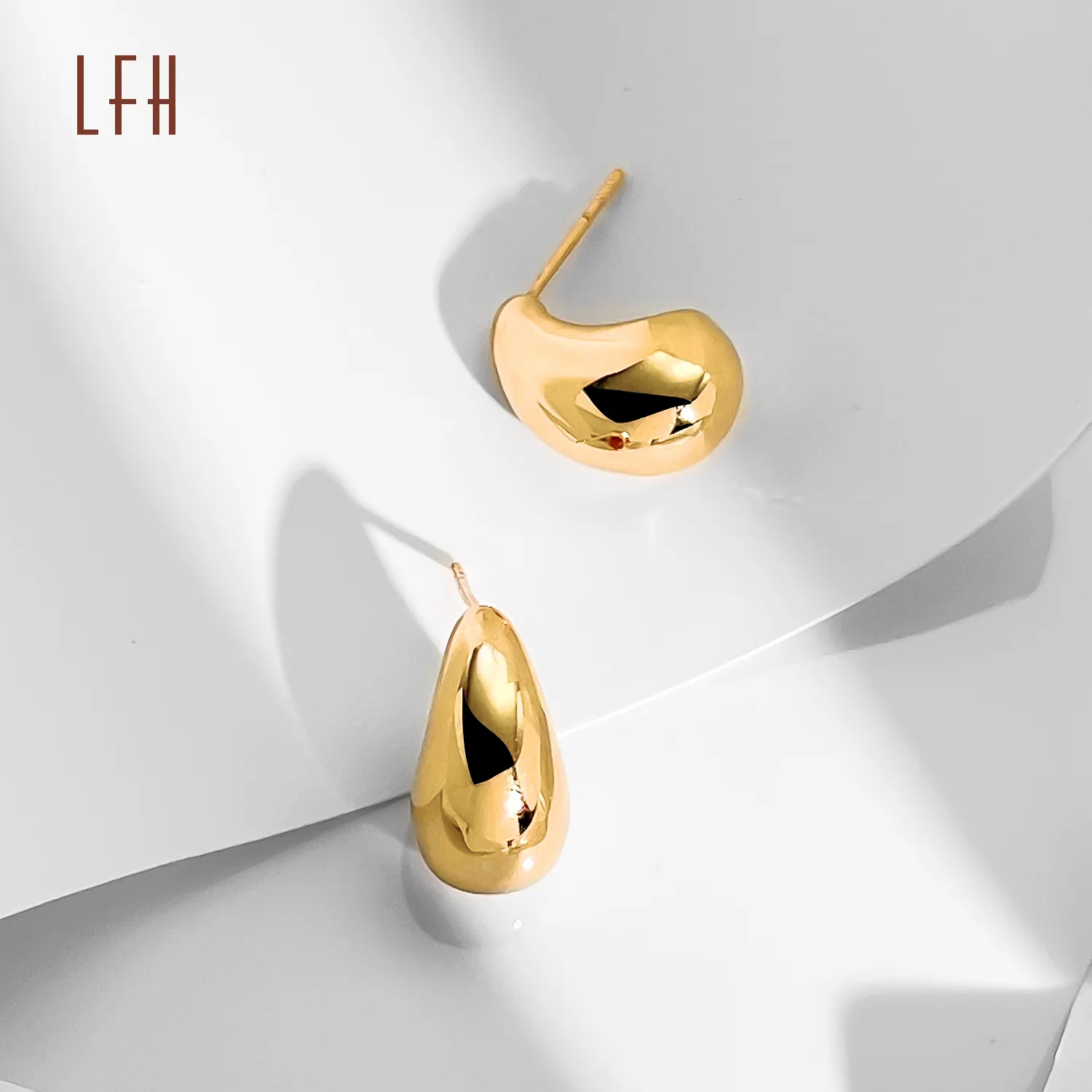 Minimalist 18k Gold Solid Jewelry Boat Shape Stud Earring saudi gold jewelry pawnable 18k manufacturer Real Gold Jewelry 18k