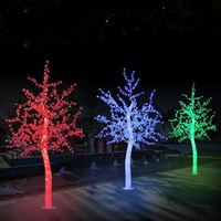 Décoration de jardin de mariage, lumières imperméables, arbre extérieur, arbre artificiel en fleurs de cerisier éclairé par LED