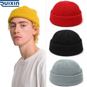 Nueva llegada Ribb Plain Warm Hat Custom Logo Hat Warm Fleece Hat Unisex Cuff RPET Reciclado Fisherman Beanie Knitted Winter Toque