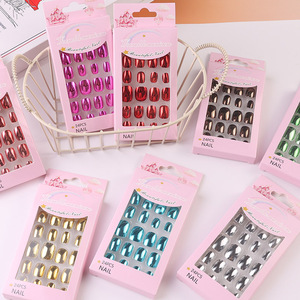 <span class=keywords><strong>Faux</strong></span> ongles pour enfants Qianya, 24 pièces, ABS électroplaqué, couleur <span class=keywords><strong>bonbon</strong></span>, <span class=keywords><strong>faux</strong></span> ongles amovibles pour enfants, vente en gros - Product Image 4