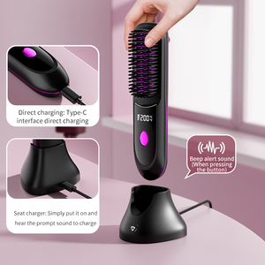 Nuova Spazzola Lisciante Riscaldata <span class=keywords><strong>Senza</strong></span> Fili Ricaricabile, Strumento per lo Styling dei Capelli con Base di Ricarica - Product Image 3