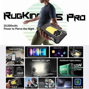 <span class=keywords><strong>Meilleur</strong></span> prix Ulefone RugKing 5 Pro Téléphone <span class=keywords><strong>robuste</strong></span> 8 Go + 256 Go Empreinte digitale latérale Batterie 20000 mAh Écran 6,78 pouces Android 16 4G NFC OTG - Product Image 1
