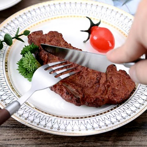 طقم سكين وشوكة وملعقة من الفولاذ المقاوم للصدأ مكون من أربع قطع بمقبض خشبي، بتصميم ياباني عتيق فاخر JY00029 - Product Image 3