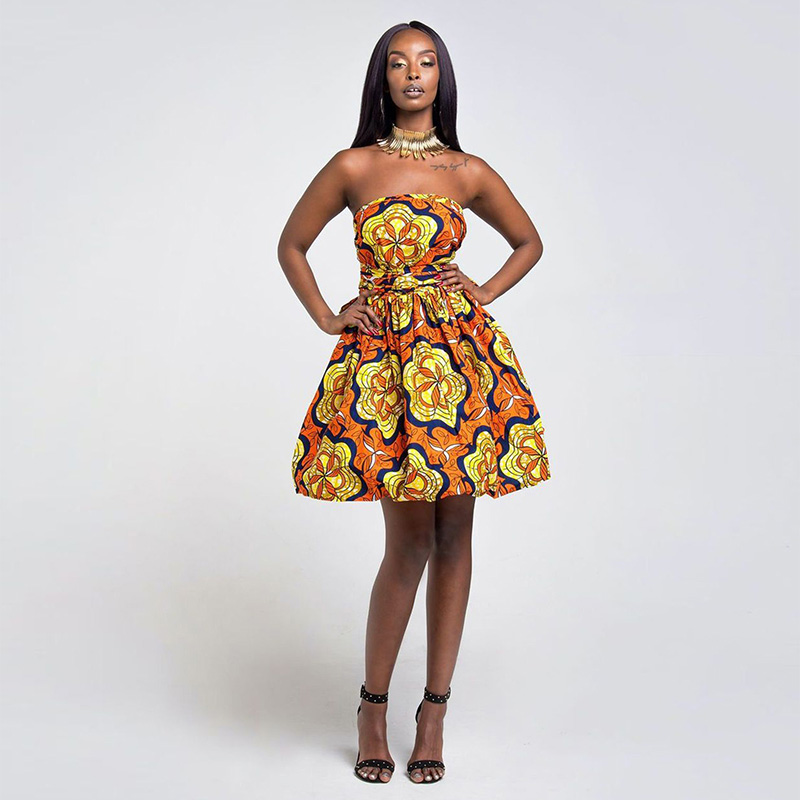 Multiple style DIY wearing midi dress African Kitenge dress designs plus size women dresses