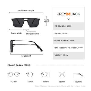 Lunettes de soleil carrées en métal Greyjack pour hommes, verres polarisés UV400 TAC, monture noire, lunettes de conduite - Product Image 4