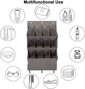 Over the Door <b>Shoe</b> Organizer Hanging <b>Shoe</b> Organizer Wall <b>Shoe</b> Organizer Grey 12-Pocket - Product Image 2