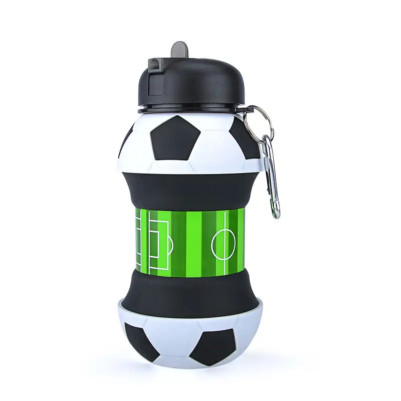 550ml Silicone Foldable Bpa Free Leakproof Sports Collapsible Water Bottle Pickleball Sports Series Child Kids bottle