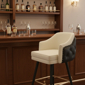 كرسي بار عالي بتصميم نوردي حديث مع إطار حديدي ومسند ظهر معدني للاستخدام المنزلي والفندقي وتناول الطعام - Product Image 5