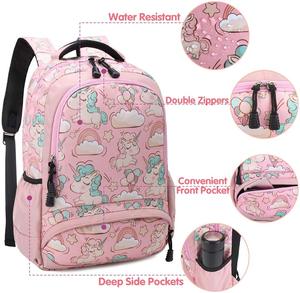 2024 mignon licorne 3-en-1 sac d'école ensemble Logo personnalisé Bookbag sangle système de transport filles étudiants avec boîte à lunch étui à crayons - Product Image 4