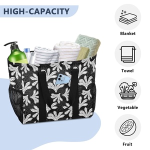 Bolsa de Playa Personalizada con Diseño de Flores Hawaianas Aloha, Bolsa de Almacenamiento Grande, Cesto para Ropa Sucia, Bolsa Protectora con Asas Negras - Product Image 5