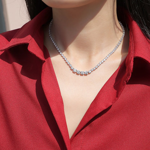 Colar de Moissanite com Testador de Diamante Personalizado, Corrente de Elos de Moissanite em Prata Esterlina 925 com Mudança Gradual de Tamanho - Product Image 4