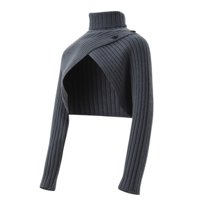 Personnalisation Profonde Marque Privée Durable Cachemire <span class=keywords><strong>Femme</strong></span> Tricoté Uni <span class=keywords><strong>Col</strong></span> <span class=keywords><strong>Roulé</strong></span> Décontracté Longueur <span class=keywords><strong>Courte</strong></span> Manches Longues Cape - Product Image 2