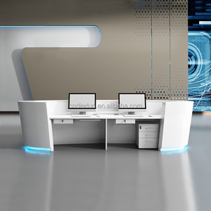 Modern <strong>Reception</strong> Design White Curved <strong>Reception</strong> <strong>Desk</strong> for Retail Store - Product Image 3