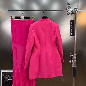 OUDINA hotseller nuovo collo a V maniche lunghe con bottone vita elegante Blazer Tulle gonne da <span class=keywords><strong>donna</strong></span> lungo due pezzi Set gonna tailleur - Product Image 4