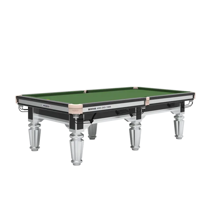 Weboo Hoge Kwaliteit Massief Houten Stalen Kussen Leisteen Bed Zilver Been Chinese Zwarte 8 Ball Pool Biljarttafel Oem & Odm