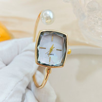 CJH Montre Femme Haut de Gamme Coréenne à Quartz, Bracelet Perlé, Nouvelle Collection, Cadran en Verre, Aiguille, Tendance Niche pour Étudiantes, Boîtier en Alliage