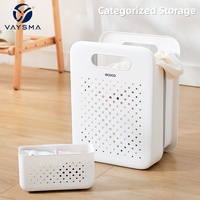 Cesto de Roupa Suja Dobrável de Grande Capacidade, Montável na Parede e de Chão, com Cesto Removível para Roupas Íntimas, Armazenamento Respirável