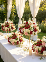 Boule de fleurs en soie rouge et rose LUYI, nouveau design, décoration de mariage, 60 cm, centre de table, magnifique boule de fleurs