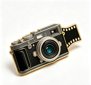 Retro Camera Metal Lapel <b>Pin</b> Soft Enamel <b>Badge</b> Black Gold Tone Irregular Shape for Clothing Souvenir Gift - Product Image 2
