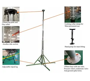 Antena telescópica fixa no veículo, 6m, torre móvel, telescópica, pneumática, máscara