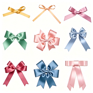 Noeuds en satin brillant de plusieurs tailles et couleurs pastel, pré-noués, faits à la main, en tissu, pour emballage cadeau, arrangement floral, accessoire de boîte - Product Image 5