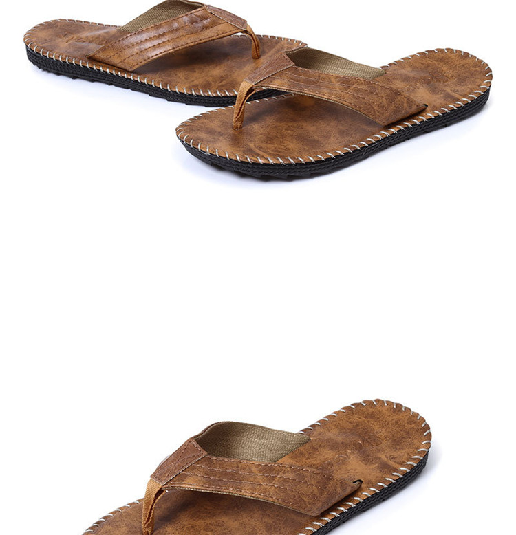 Summer Flat Men Sandals Shoes Breathable Beach Slippers Casual Shoes Non-slip PU Leather Flip Flops