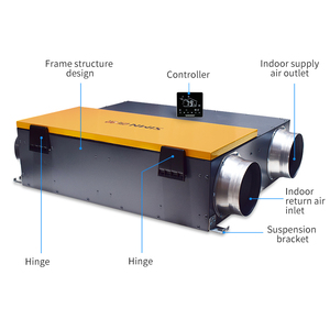 Sistema HVAC ERV montado en el techo Máquina de ventilación de recuperación de calor HRV con filtro HEPA de ahorro de energía Material metálico - Product Image 4
