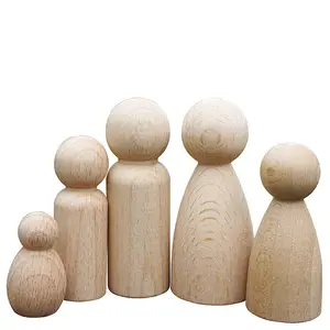 Corpi di bambola decorativi non finiti naturali di fabbrica piolo giocattolo in legno fai da te piolo bambole kokeshi famiglia forma di legno figura artigianato scultura piolo