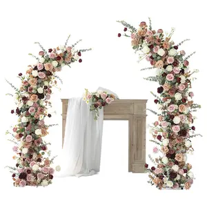 Décor artificiel de roses et eucalyptus, fausses pivoines, fleurs, pour une décoration de mariage, arrière-plan, tiges, pièces centrales