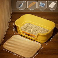 Bac à litière semi-fermé extra-large en polypropylène, facile à nettoyer, capacité de 65 L, anti-éclaboussures, désodorisant, toilette pour chat