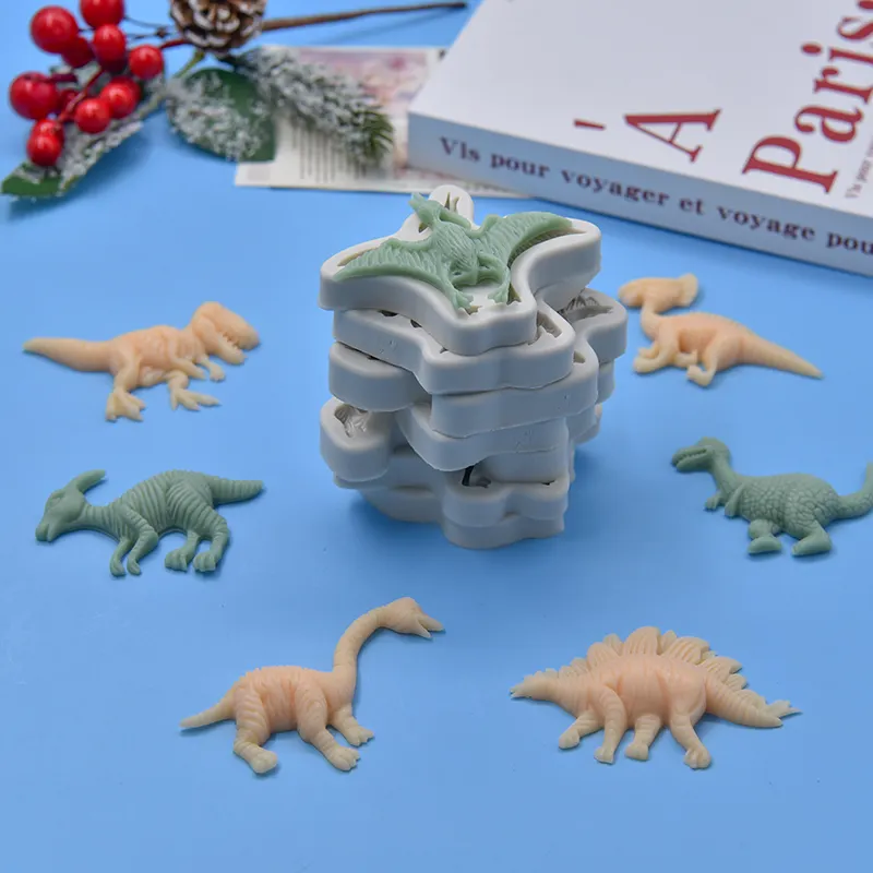 Fabrika toptan Mini dinozor şekli çocuk oyuncakları DIY araçları yapışmaz silikon mum kalıp çocuklar için