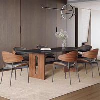 Chaise de Salle à Manger Minimaliste Italienne Noire, Style Nordique Moderne avec Dossier, Tabouret Épaissi Wabi-Sabi en Métal pour Cuisine