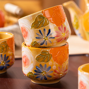 Japanese Style Ceramic <b>Teapot</b> with Cups Hand-painted Underglaze Flower Tea <b>Set</b> - Product Image 5