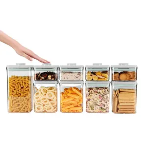 Hochwertige Geschenkartikel rechteckiges 9-teiliges Set Kunststoff-Speicherbox Küche-Speicherbehälter für Lebensmittel Küche-Speicher
