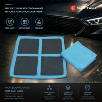 Serviette de décontamination automobile bleue à 4 compartiments, pliable en quatre, pour un nettoyage en profondeur puissant