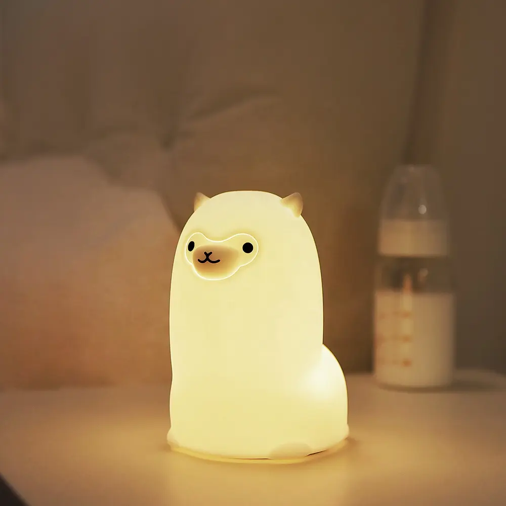 Alpaca Silicone Baby Night Lamp Lampe d'ambiance électrique pour chambre d'enfant Idéal pour la chambre de bébé Thème de l'amitié