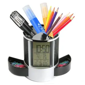 Multifunctional Calendar Alarm Clock Desktop Pen Holder
