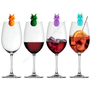 Etiquetas de Identificación para Vasos de Piña, Marcadores de Copas para Fiestas, 6 Piezas, Silicona, Vino Tinto - Product Image 1